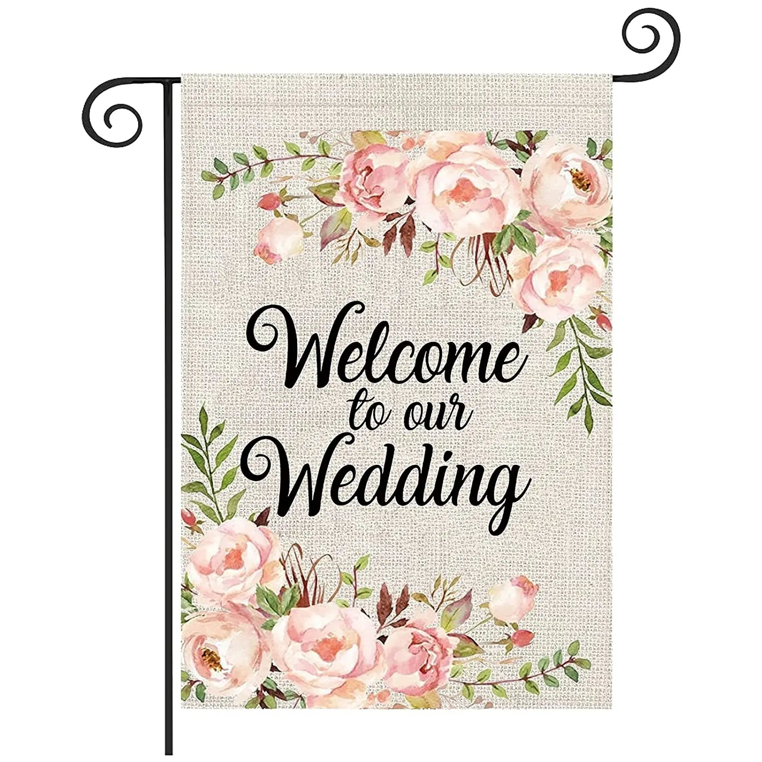 12x18 Inch Double Sided Welcome to Our Wedding Garden Flag Wedding Welcome Flag
