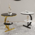 Round Rock Board Small Coffee Table Living Room Sofa Side Table Fashion Design Side Table Metal Bracket