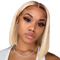 4 T 613 Transparent Blonde Human Hair Wig Silky Straight Ombre Bob Lace Front Wig Pre-Plucked Hairline Frontal Wig