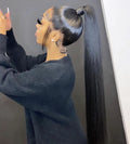 Ready to Ship Off Black Color High Ponytail Straight Unprocessed Virgin Full Cuticle Aligned Human Hair Full Lace Wigs