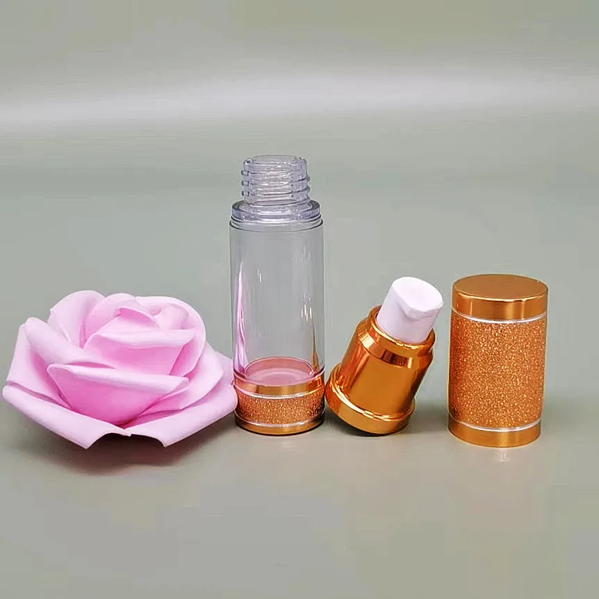 Customized Logo 15ml-120ml Refillable Plastic Lotion Vacuum Bottle Golden Cap Customized Logo 15ml 30ml50ml 100ml 120ml for Skin