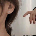 SC Wholesale Exquisite Earrings Korean 925 Sterling Silver Earrings Silver Color Four Pointed Star Small Stud Earrings