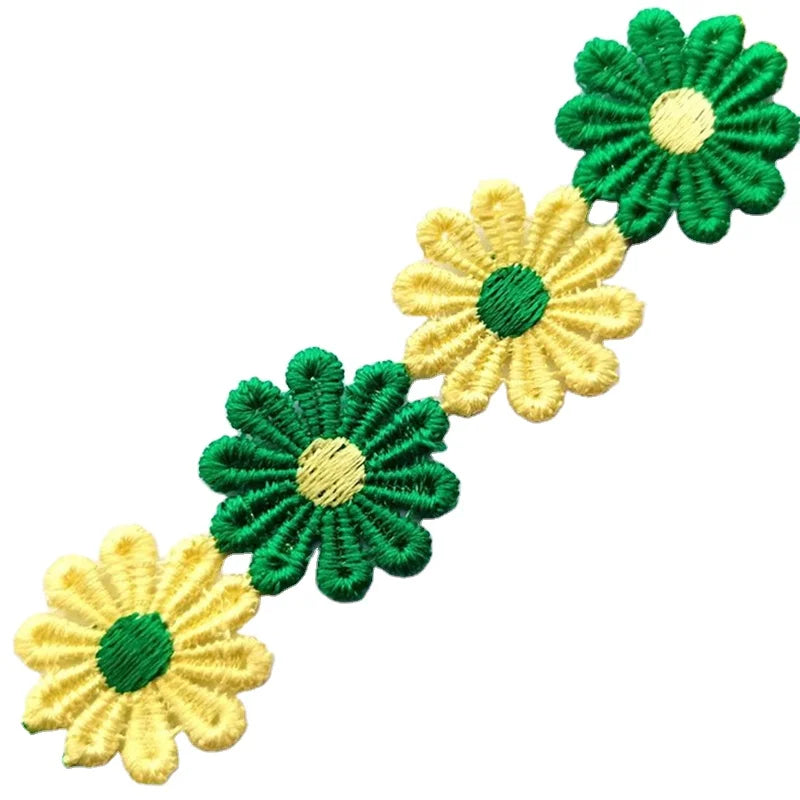 Polyester Daisy SunFlower 2.5cm Embroidery Trims Water Soluble Embroidery Fabric Milk Silk Handmade DIY Hair Craft Trimming Lace