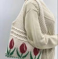 Custom Flower Crochet Chunky Bag Hand Knit Tote Bags Ladies Shoulder Handbags Lightweight Cut-off Beach Bag for Women