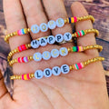 Customized Bohemian Style TOHO Gold Seed Beads with Clay Beads Alphabet Bracelet Beaded Bracelets for Women