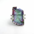 SD006 Abiding Custom Stone Diamond Jewellery Natural Rainbow Mystic Quartz Gemstone 925 Silver Engagement Wedding Wholesale Ring