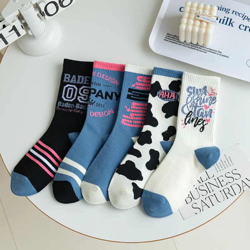 Customized Design Logo Winter Letter Jacquard Embroidery Pure Cotton High-Quality Crew Socks Men