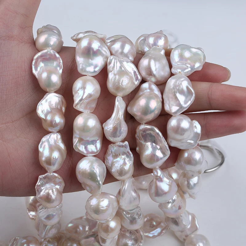 ZHUHJI Wholesale 16-19mm White Baroque Natural Freshwater Cultured Loose Pearl Grade a Third Party Certified