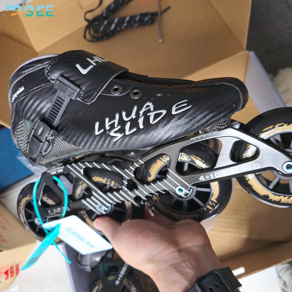 SeeMore Professional Boys Girls Adults Carbon Fiber Boots Inline Skating Speed Skates Shoes