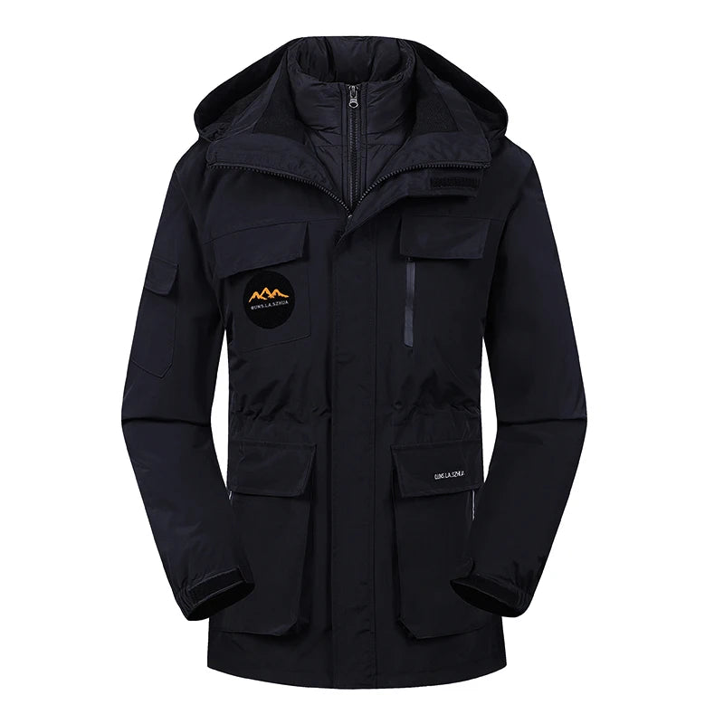 Customizable Plus Size Men's 3-in-1 Ski & Snowboard Jacket Fashionable Windbreaker With Zipper Closure Waterproof & Casual Style