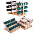 Fashionable Jade Bangle Bracelet Organizer Detachable Wood Display Stand for Watches & Jewelry Available Green Beige White Black