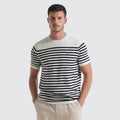 Men's Summer Viscose Blend Sweater Grey White Striped Short Sleeve Crew Neck Pullover Jumper Breathable Comfortable-Wholesale