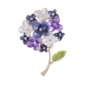 Trendy Purple Enamel Flower Brooch Dainty Rhinestone Brooches Pin for Women Lady Party Clothing Accessory (KBL119)
