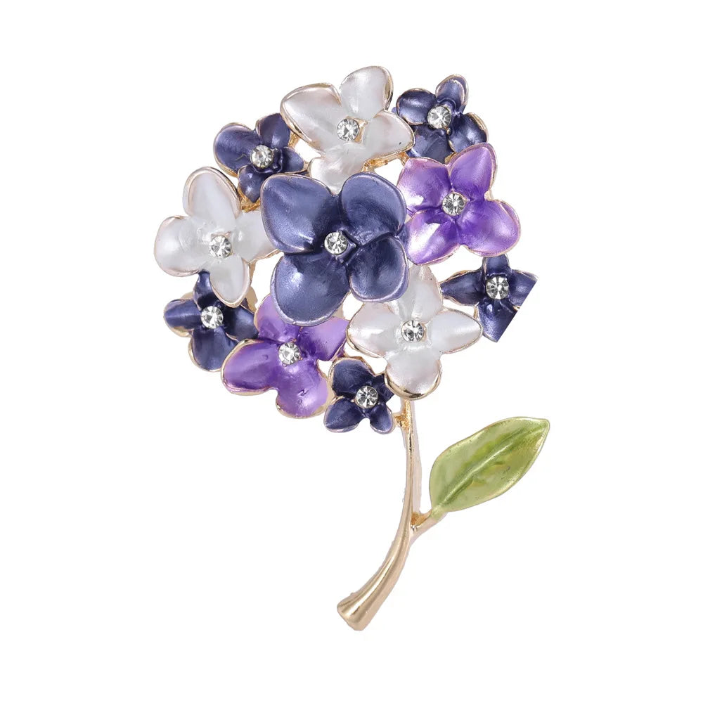 Trendy Purple Enamel Flower Brooch Dainty Rhinestone Brooches Pin for Women Lady Party Clothing Accessory (KBL119)