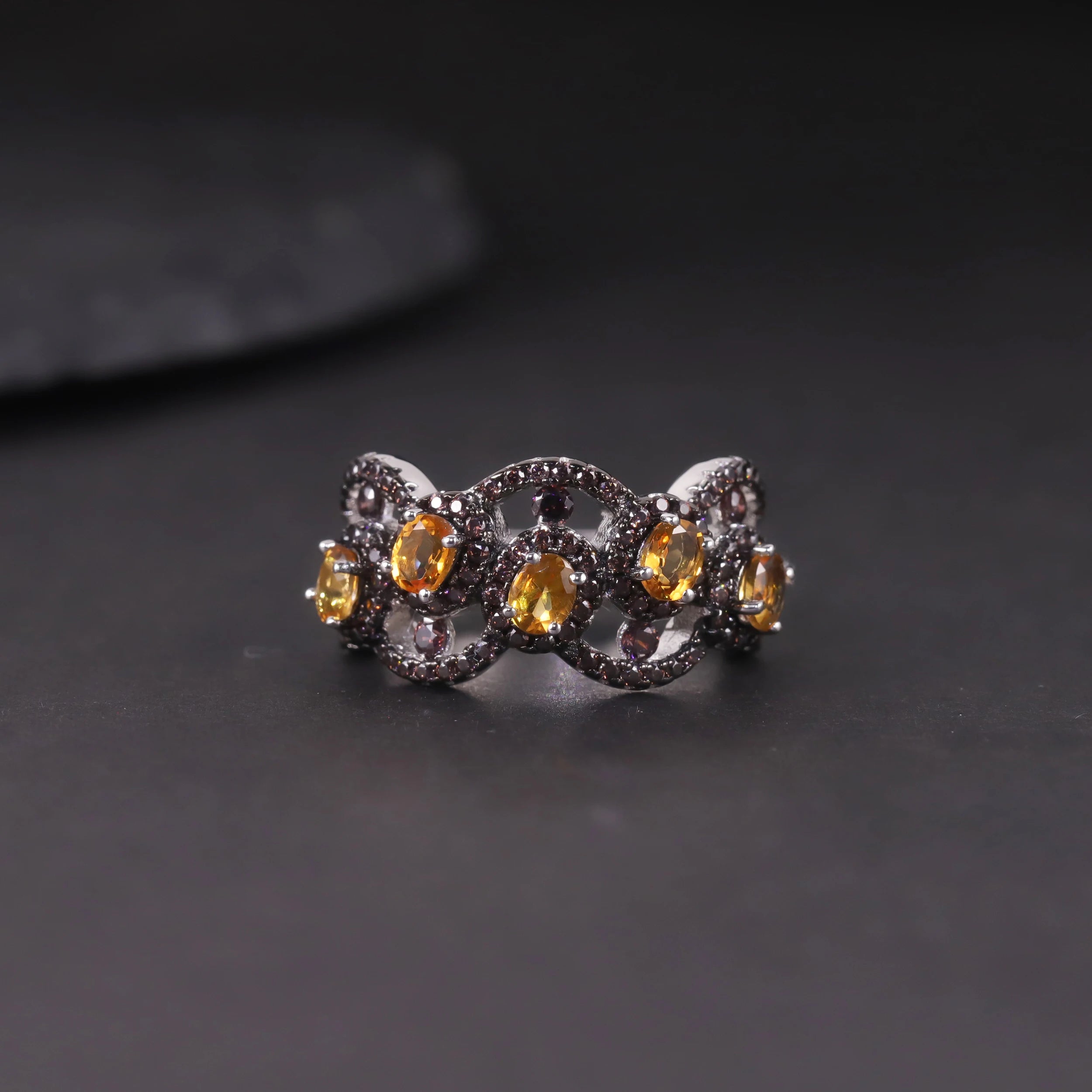W0387 Abiding Fine Jewelry Factory Direct Sale Natural Citrine Gems Stone Stamped 925 Sterling Silver Precious Metal Ring