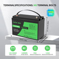 PL EU STOCK NO TAX LiFePO4 Battery 12V 100Ah Deep Cycle Built-in BMS 5-Year Lifespan RV Solar Panel Trolling Motor Camper