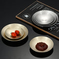 SUS 304 Stainless Steel Plates Set Modern Design Eco-Friendly Gold Brushed Finish Stackable Serving Plates Restaurant Dishes