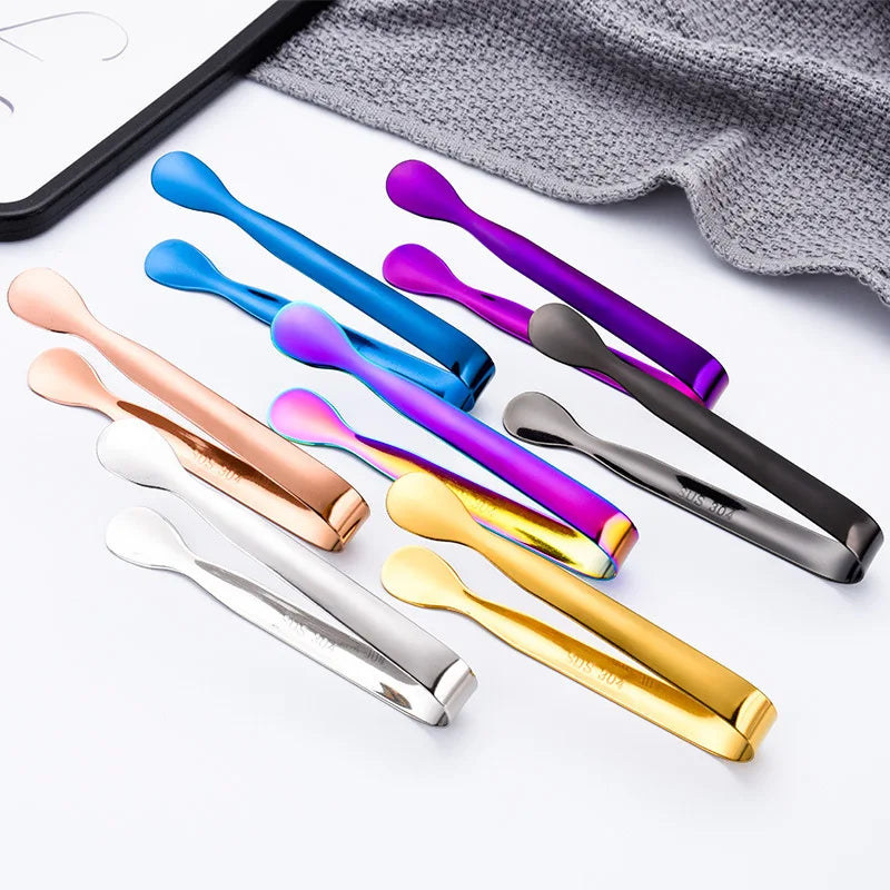 Food Grade Metal Sugar Tiny Kitchen Small Tongs Mini Stainless Steel Ice Tong for Serving Food