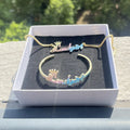 QIUHAN ODM Personalized Nameplate Necklace Bangle Stainless Steel Colorful Custom Name Jewelry Set