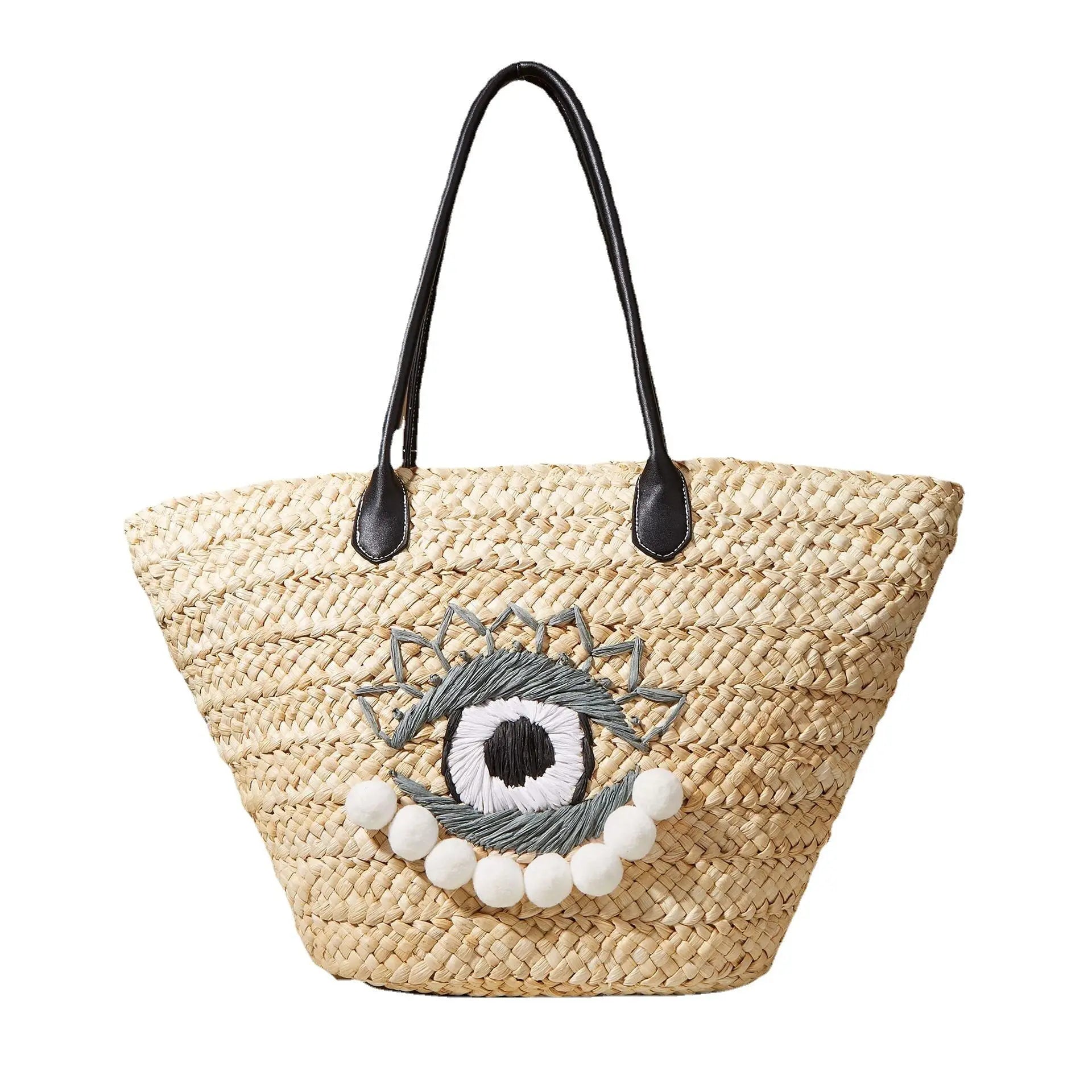 Straw Thailand Clutch Bags Embroidered Straw  Beach Bag Women Handbags