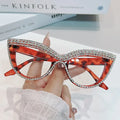 Custom logo Diamond Cat Eye Computer Glasses Optical Frame Anti Blue Light Blocking Eyewear