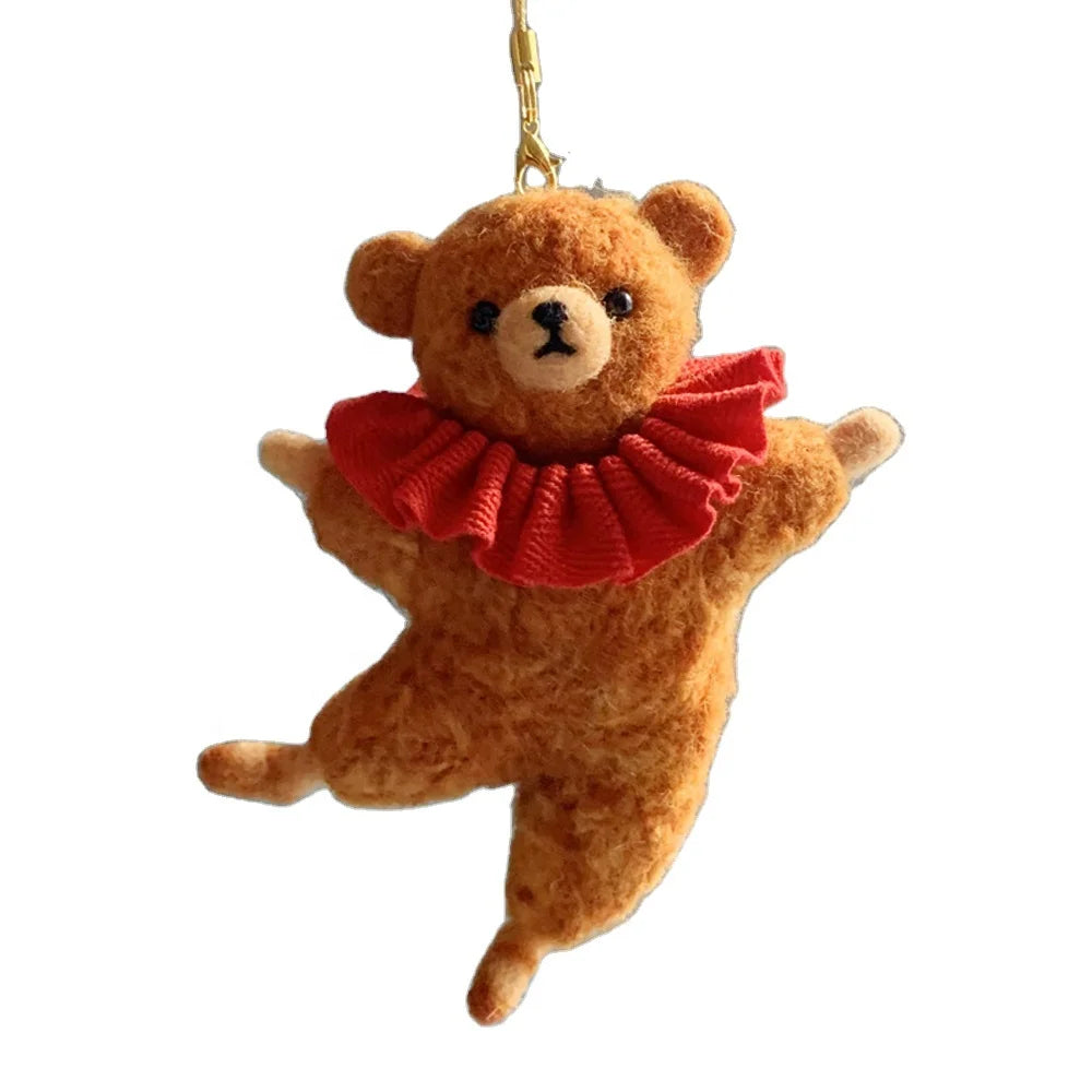 DIY Needlework Kit Wool Felt Set & Wool Fiber Roving for 3D Ballet Dancing Bear Novelty Gifts DIY Needle Felting Kit