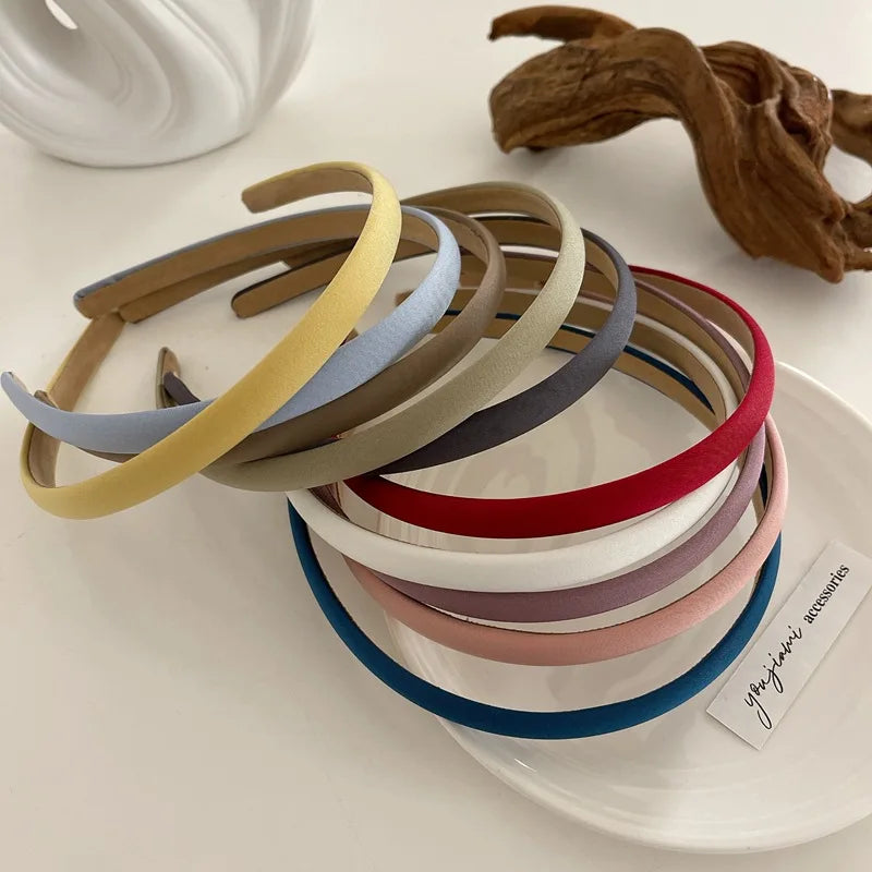 CLARMER Spring Summer Simple Style Candy Color Girls Hair Accessory Handmade Custom Fabric Cover Thin Headbands for Women