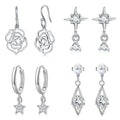 Earring Silver Women 925 Green Stone Custom Star butterfly Rose Flower 925 Sterling Silver Drop Cubic Zirconia Hoop Earrings