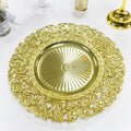 Wholesale 37cm Round Antique Dish Eco-Friendly Fancy Plastic Dinner Charger Plates Rose Gold Silver Gold for Wedding Decorations