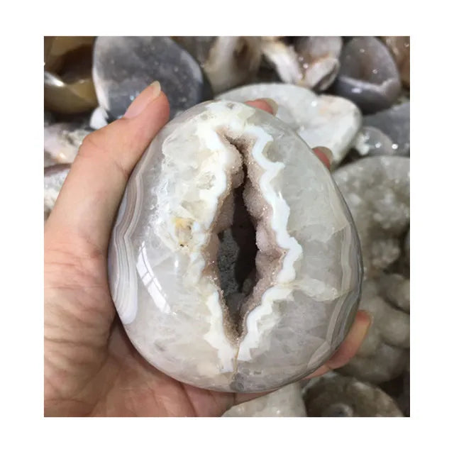 Wholesale Rough Raw Cluster Natural Egg Shaped Agate Druzy Geode  Healing Crystals Stones for Home Decoration