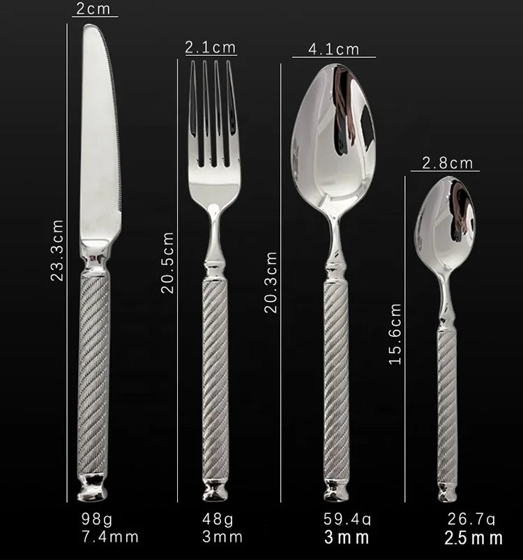 New Style Dinner Knife Stainless Steel 304 Cutlery Spoon and Fork Flatware Set Stainless Steel Luxury Cutlery Set