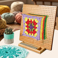 18mm Thick Bamboo Crochet Block Panel Heavy-Duty Granny Square Yarn Stand with Stainless Steel Pins Non-Slip Knitting Board