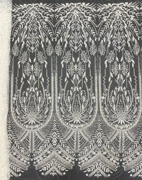 White Bridal Sequin Embroidery Lace Wedding Fabric