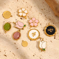 18K PVD Gold Plated Stainless Steel Fashion Pendants Charms Colorful Enamel Cute Fruit Letter for Spring Summer Gift Jewelry