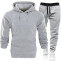 Men's Sporty 2-Piece Set Solid Color Pullover Hoodies and Long Pants for Winter Training Outdoor Sports Suits