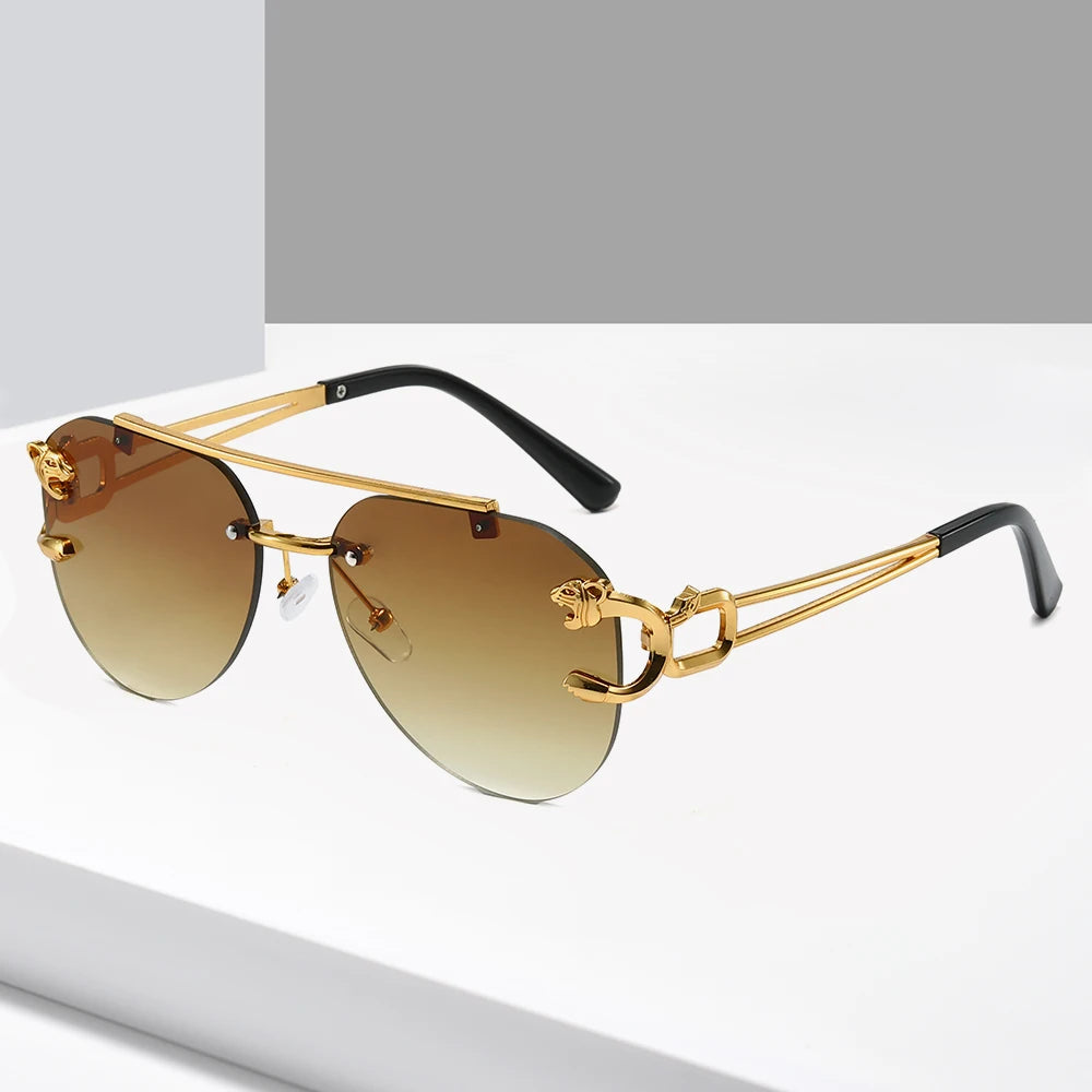 Wholesale Men Retro Sunglasses Trendy Rimless Cut Edge Sun Shades Eyeglass Oversized  Unisex Sun Glasses
