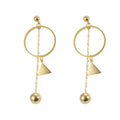 Vintage Abstract Boho Gold Plated Long Chain Drop Earrings Stainless Steel Studs Classic Geometric Style for Parties Gifts