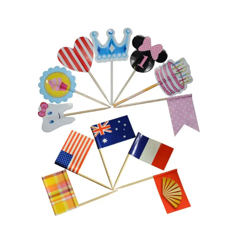 ESTICK Eco-Friendly Disposable Food Safe American Flag Bamboo Toothpicks for Family Use