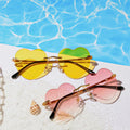 Wholesale Glass Sunglasses Summer Sunshine Beach Style Romantic Heart Shape Rimless Frame Transparent White Hot Selling Fashion