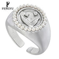 Fine Irregular Pearl Zircon Rings 925 Sterling Silver Fashion Gemstone Adjustable Statement Girls Ring Custom Jewelry Wholesale