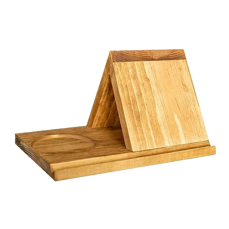 Polished Wooden Triangle Engraved Bookshelf Book Rest Coffee Drink Holder Night Stand Antique Design Wood Book Stand Book Holder
