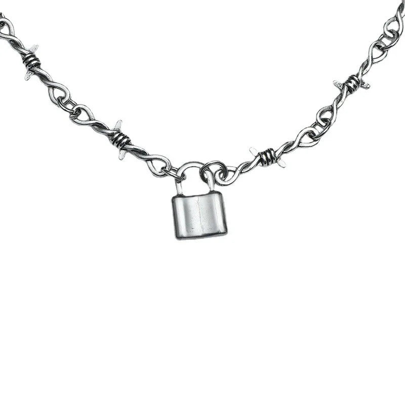 Fashion Small Alloy Wire Brambles Unisex Choker Necklace Hip-hop Gothic Punk Lock Barbed Wire Little Thorns Chain Gift Party