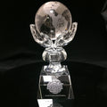 2025 Hot Diamond Cut Blue Crystal Glass Hands Trophy with Earth Day Unique Awards Eco-Friendly Customized Sizes