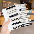 Vintage Black White Chess Girls Hair Pin Accessories Claw Extensions Creaseless Seamless Checker Crease Less No Bend Hair Clips