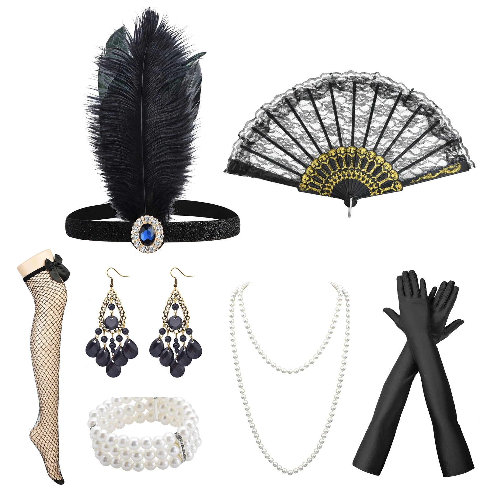 1920s Wholesale Fashion Costume Flapper Headpiece for Women Feather Headband Hair Accessories for Gatsby Theme Party