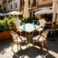 Modern French Style Outdoor Rattan Patio Furniture for Dining for Restaurants Coffee Shops Gardens and Courtyards