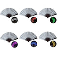 FAREA Bamboo Portable Folding LED Fan Glowing Night Club Fluorescent Pattern for Christmas Stage Performances Birthday Parties