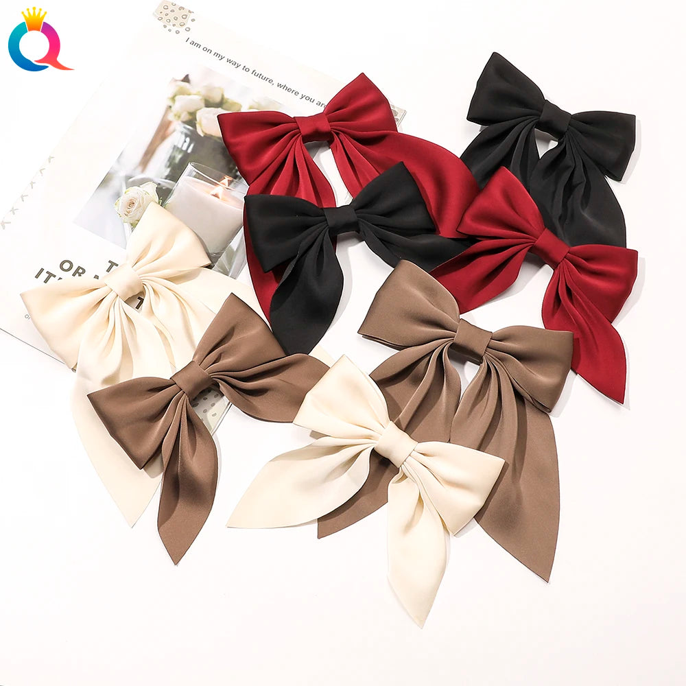 QIYUE Women's Hair Accessories Satin Bow Ribbon & Fabric Hair Clips with Duck Sweet Style