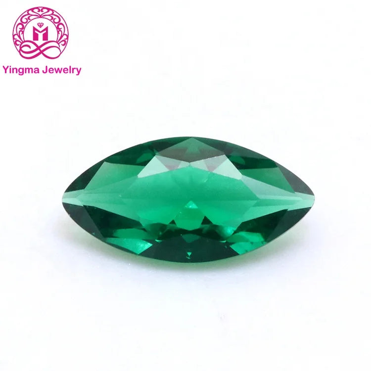 Hot Sale Synthetic Crystal Loose Stones Nano Gemstones Marquise Cut Green Color Nano Stone Support Wax Setting