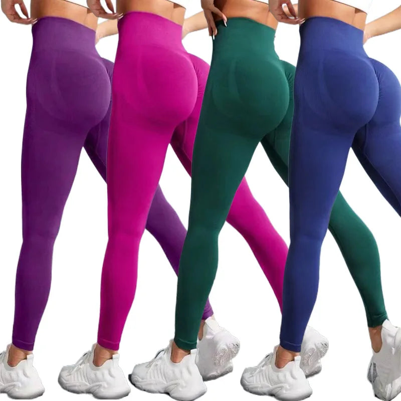 Custom Solid Women Seamless Sports Leggings High Waist Fitness Tights Push up Yoga Leggings Gym Clothing Sports Workout Pants